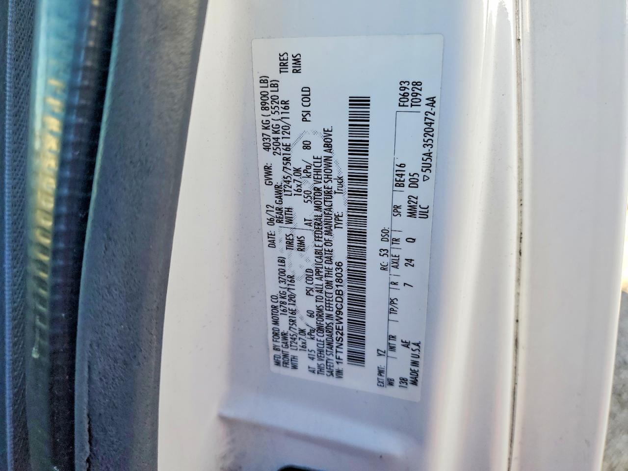 2012 Ford All models VIN 1FTNS2EW9CDB18036 photo 12