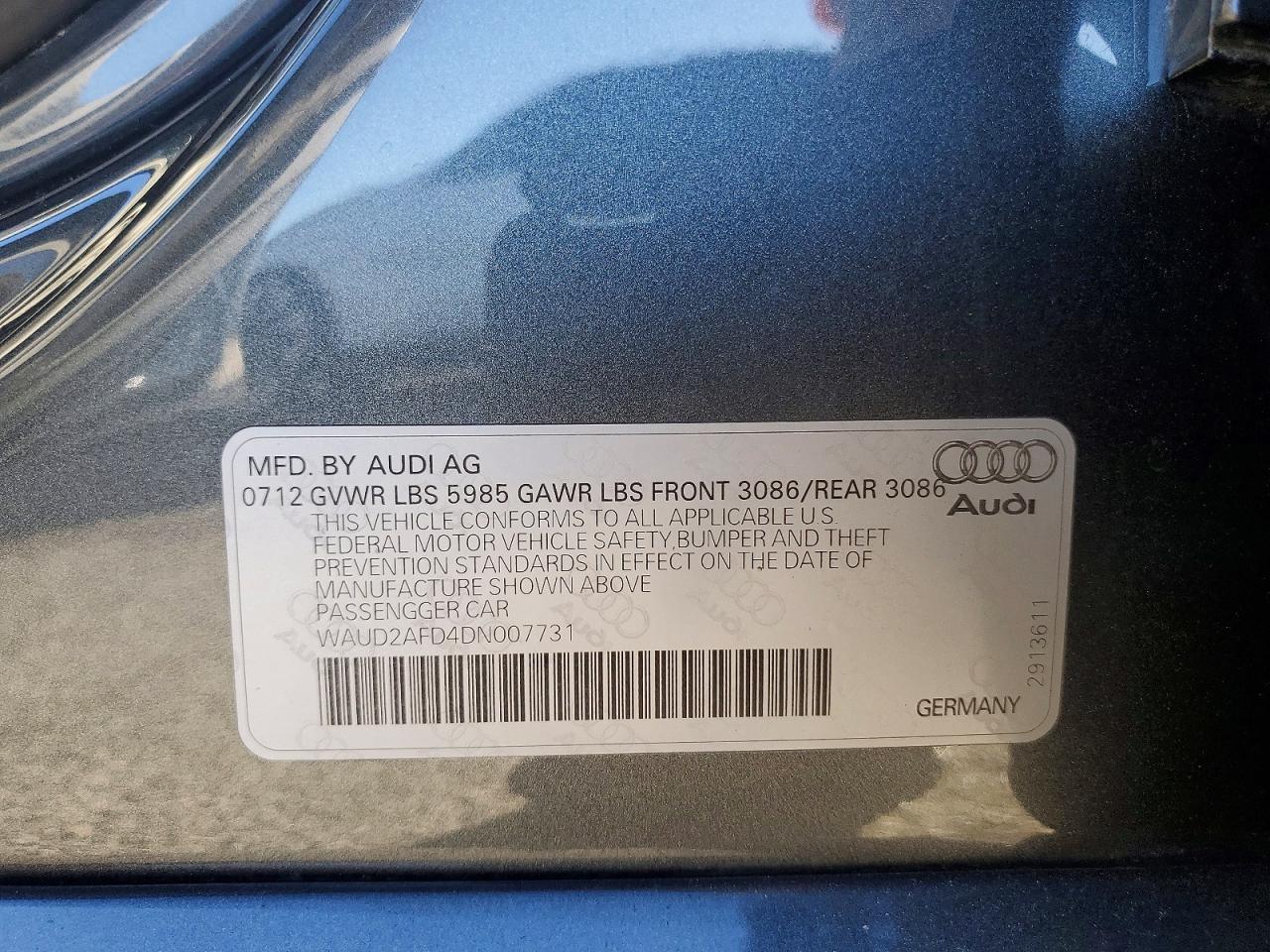2013 Audi S8 VIN WAUD2AFD4DN007731 photo 12