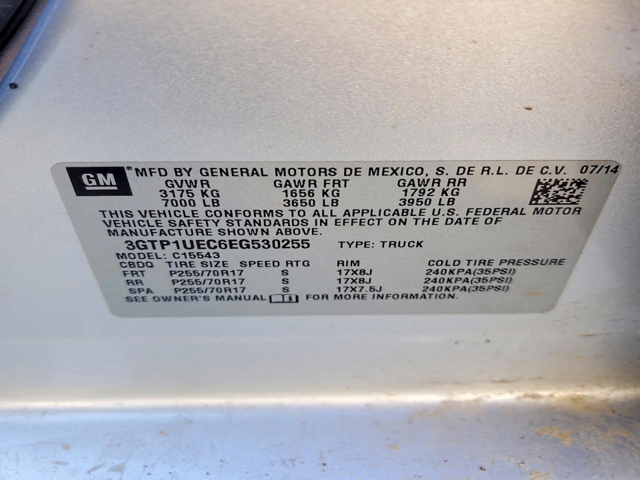 2014 GMC All models VIN 3GTP1UEC6EG530255 photo 12