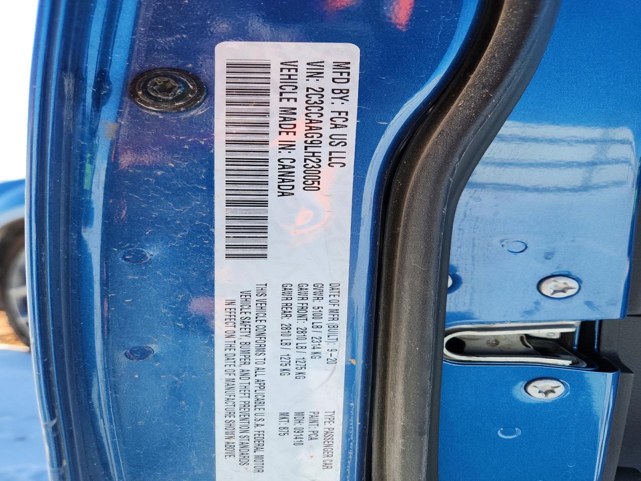 2020 Chrysler 300 VIN 2C3CCAAG9LH230050 photo 12
