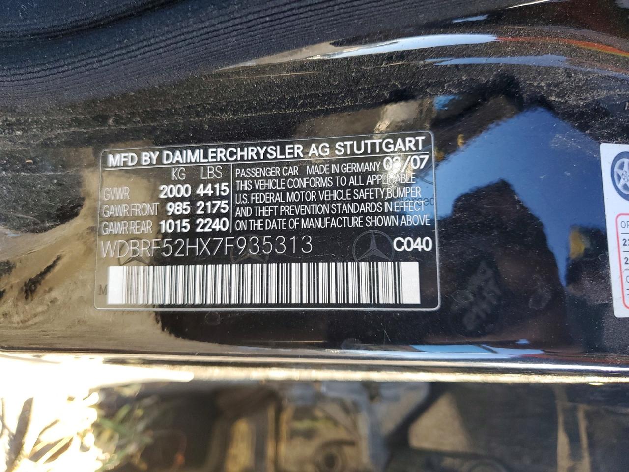 2007 Mercedes-Benz C class VIN WDBRF52HX7F935313 photo 12