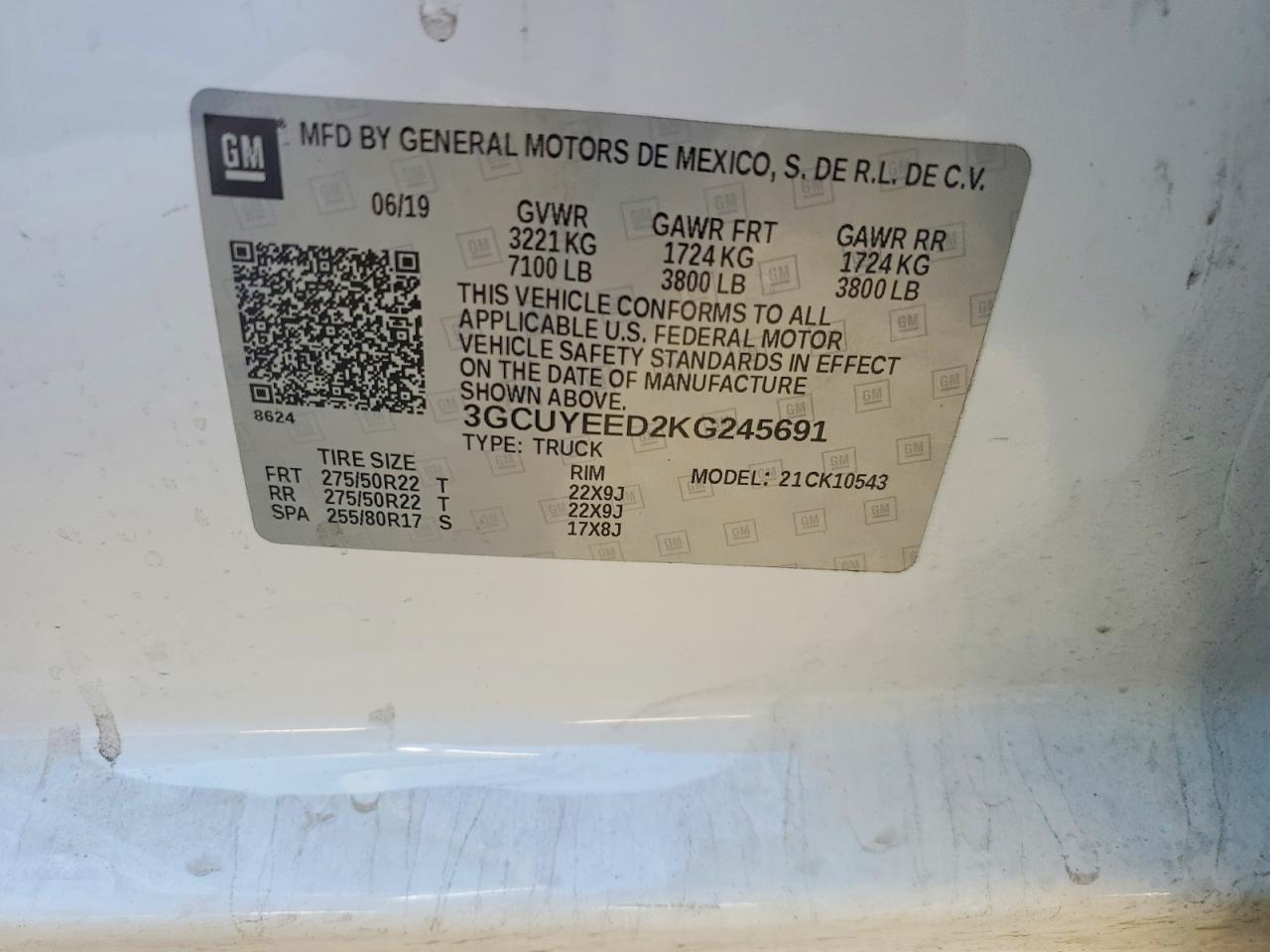 2019 Chevrolet All models VIN 3GCUYEED2KG245691 photo 12