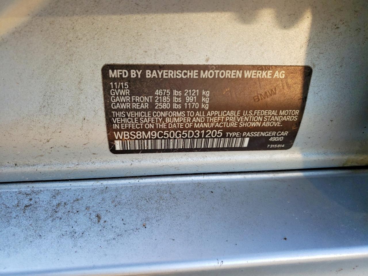 2016 BMW M3 VIN WBS8M9C50G5D31205 photo 12
