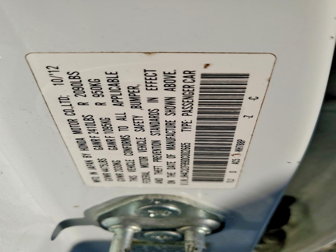 2013 Acura Tsx VIN JH4CU2F89DC002665 photo 12