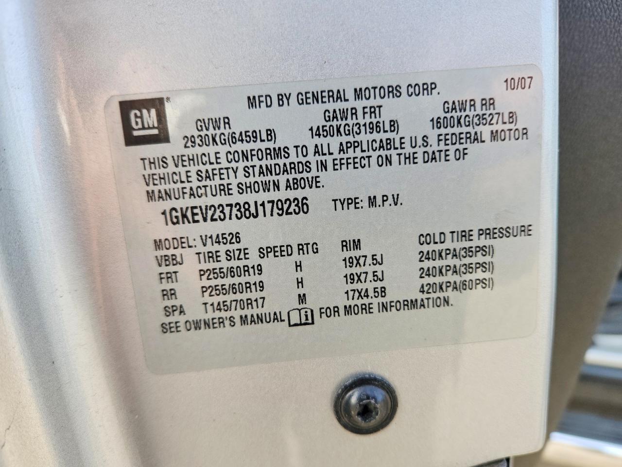 2008 GMC Acadia VIN 1GKEV23738J179236 photo 12