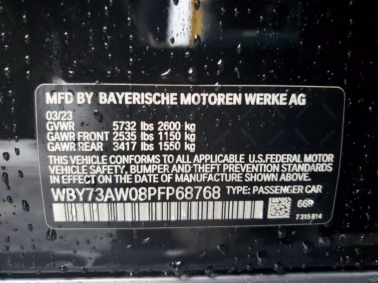 2023 BMW I4 edrive VIN WBY73AW08PFP68768 photo 12