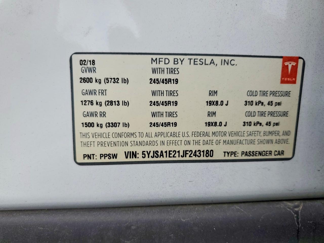 2018 Tesla Model s VIN 5YJSA1E21JF243180 photo 12