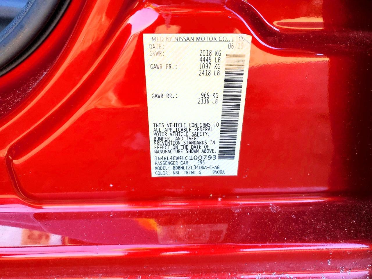 2020 Niss Altima VIN 1N4BL4EW4LC100793 photo 12