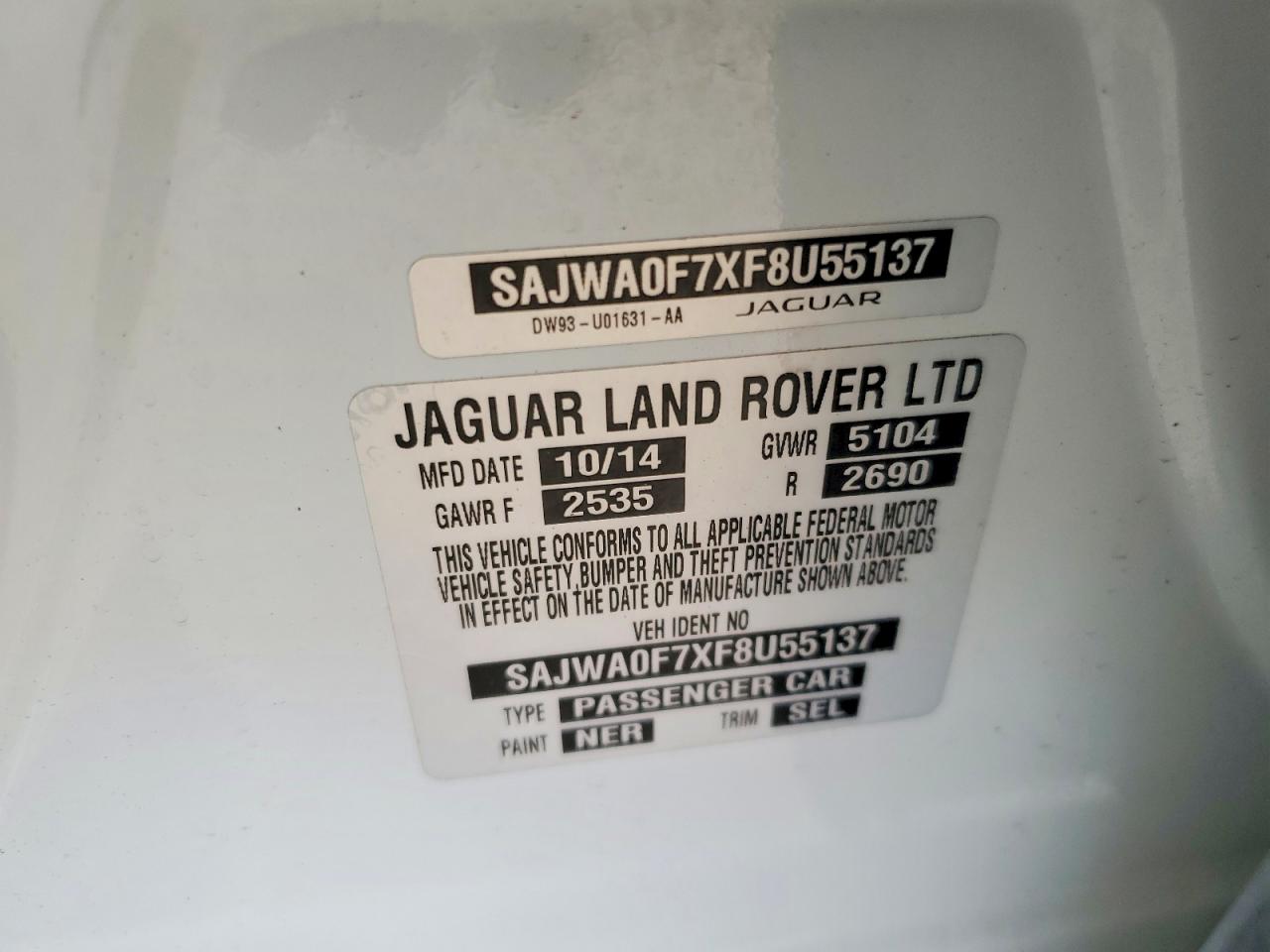 2015 Jaguar Xf VIN SAJWA0F7XF8U55137 photo 12