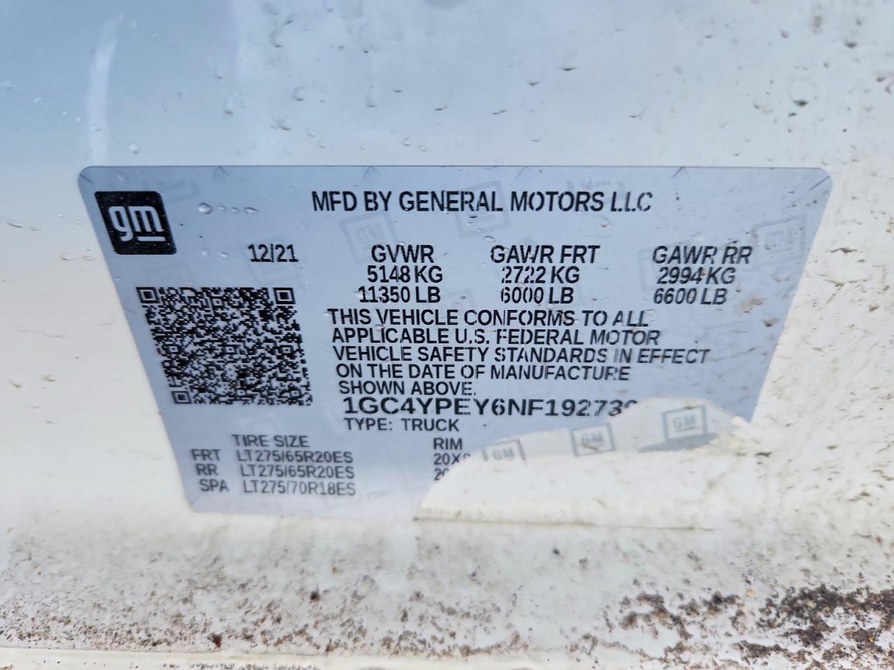 2022 Chevrolet All models VIN 1GC4YPEY6NF192739 photo 12