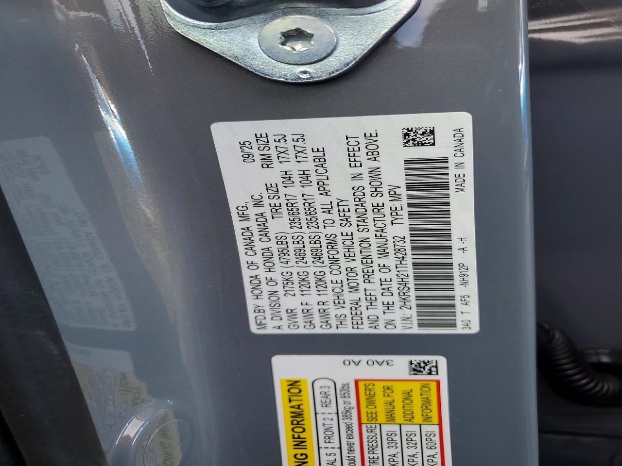 2026 Honda Crv VIN 2HKRS4H21TH428732 photo 12