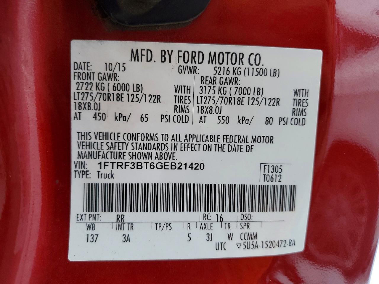 2016 Ford F350 VIN 1FTRF3BT6GEB21420 photo 12