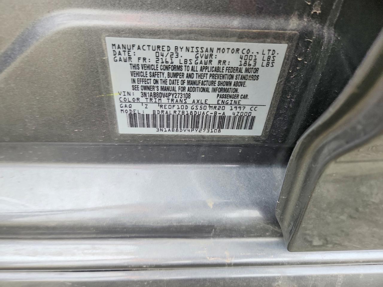 2023 Nissan Sentra VIN 3N1AB8DV4PY273108 photo 12