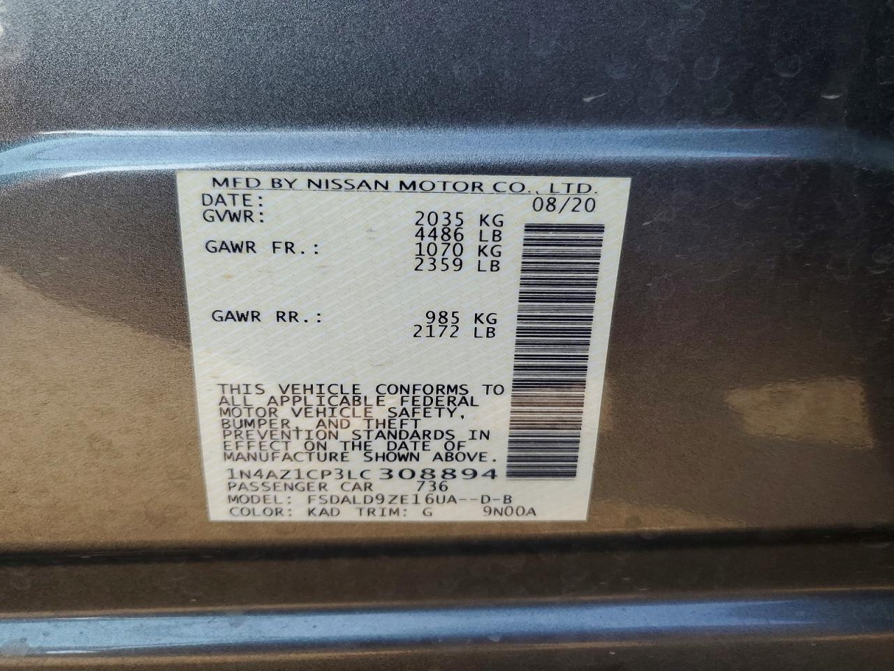 2020 Nissan Leaf VIN 1N4AZ1CP3LC308894 photo 12