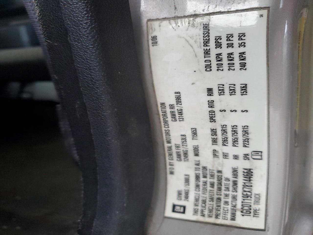 2007 Chevrolet Colorado VIN 1GCDT19EX78144664 photo 12