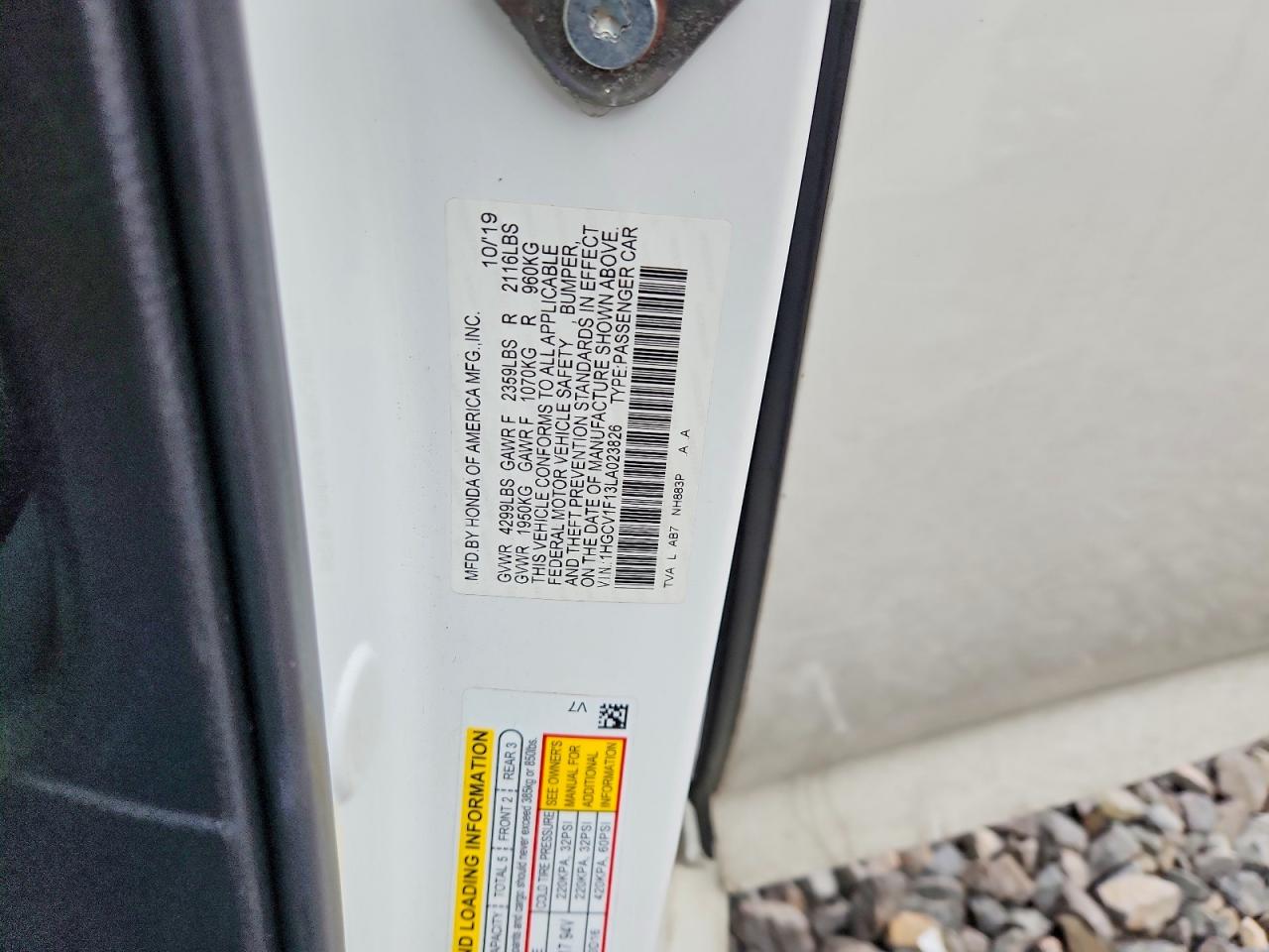 2020 Honda Accord VIN 1HGCV1F13LA023826 photo 9