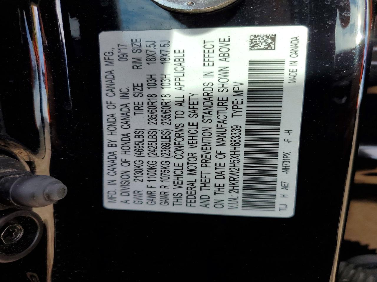 2017 Honda Crv VIN 2HKRW2H5XHH683339 photo 12