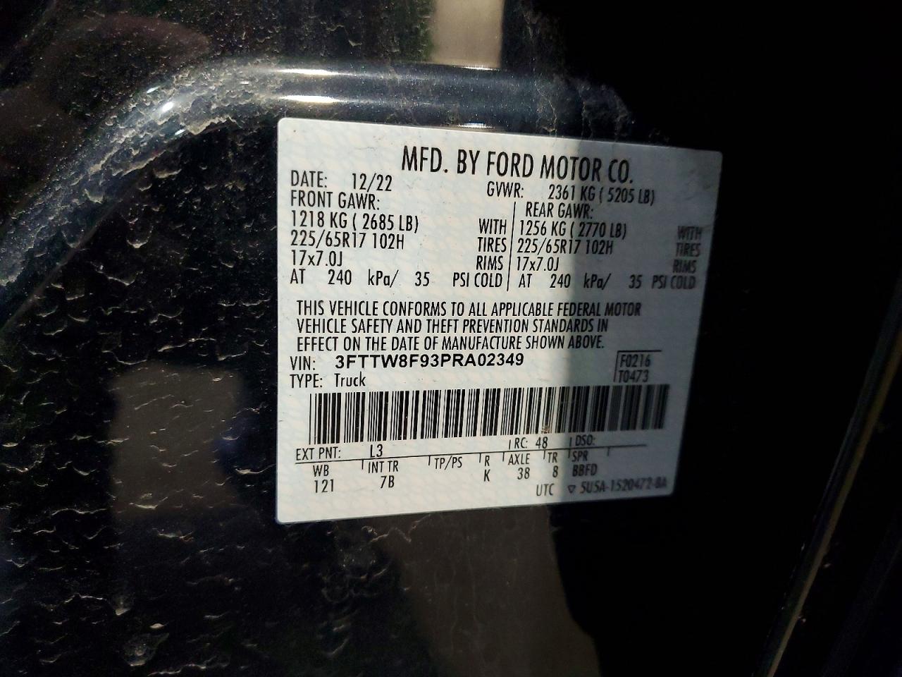 2023 Ford Maverick VIN 3FTTW8F93PRA02349 photo 12