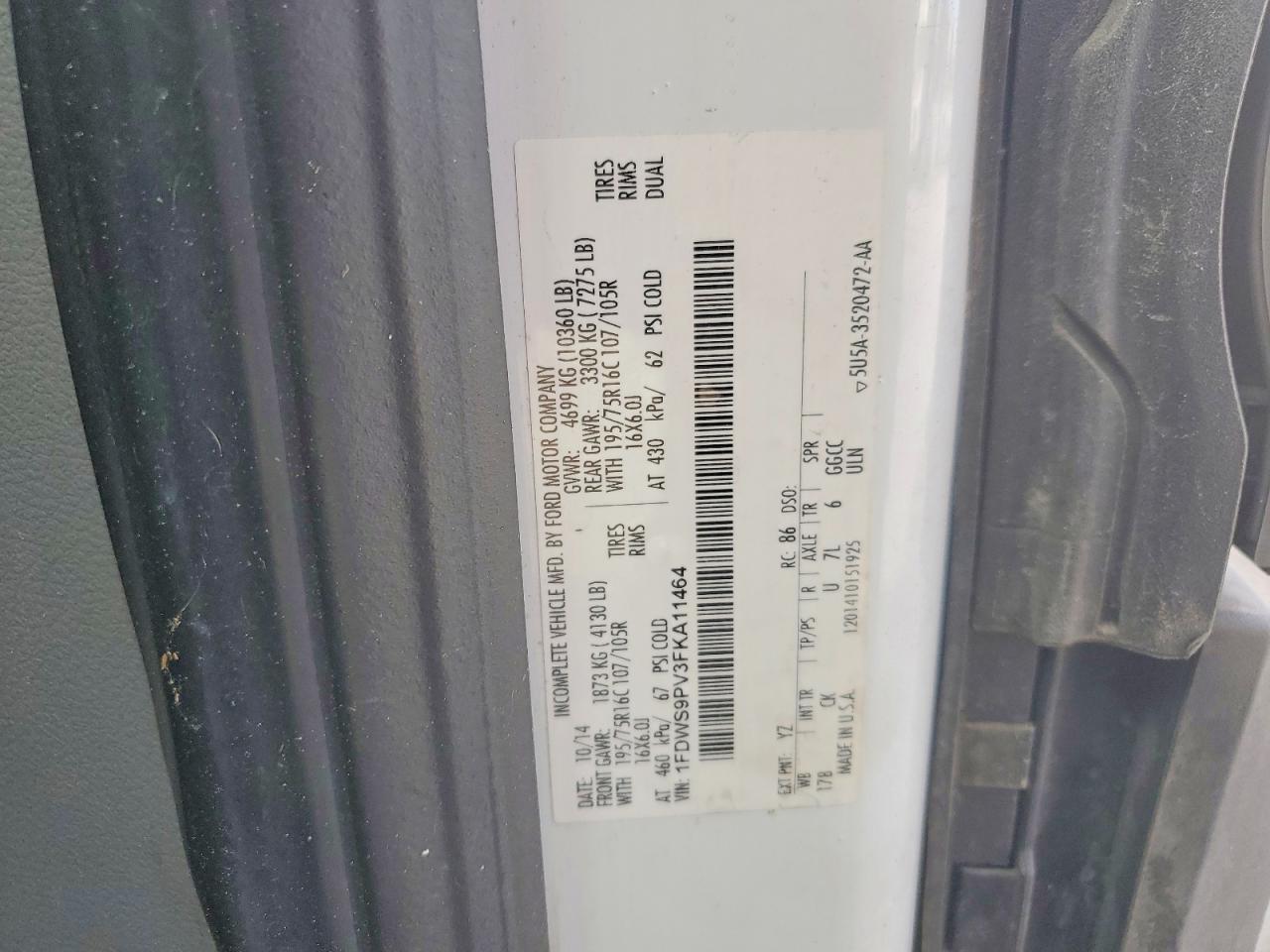 2015 Ford All models VIN 1FDWS9PV3FKA11464 photo 12