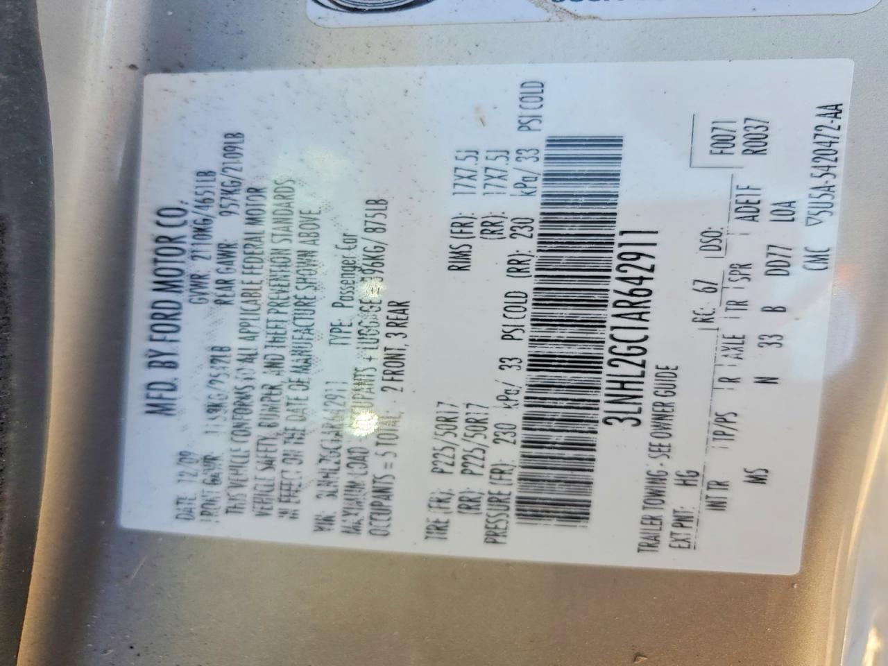 2010 LINCOLN Mkz VIN 3LNHL2GC1AR642911 photo 12