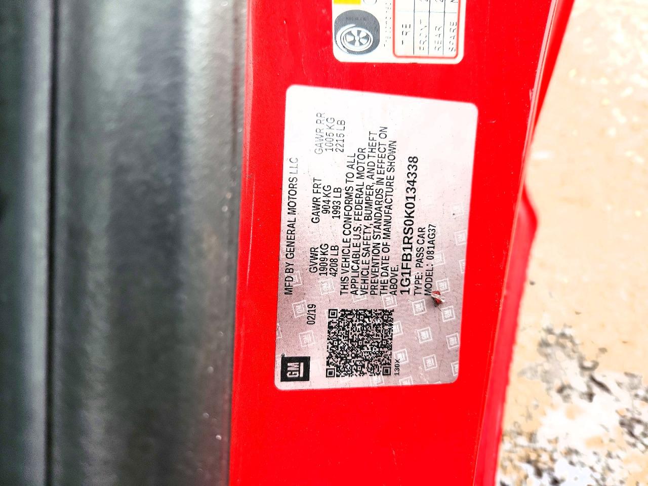 2019 Chevrolet Camaro VIN 1G1FB1RS0K0134338 photo 12