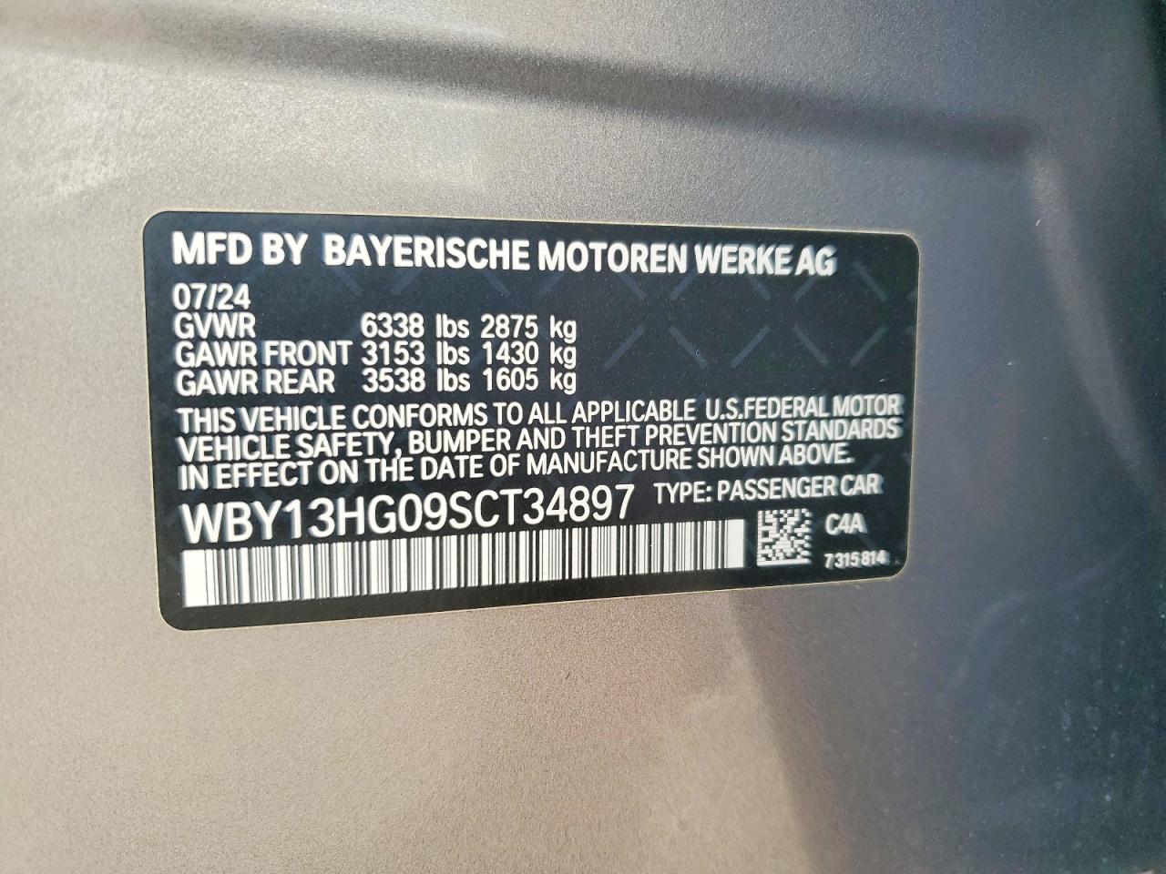 2025 BMW I5 xdrive VIN WBY13HG09SCT34897 photo 12