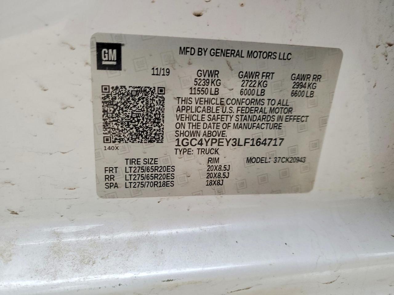 2020 Chevrolet All models VIN 1GC4YPEY3LF164717 photo 12