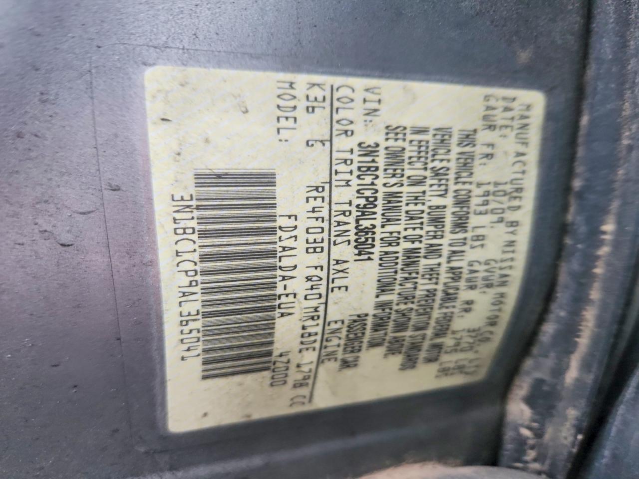 2010 NISS Versa VIN 3N1BC1CP9AL365041 photo 12