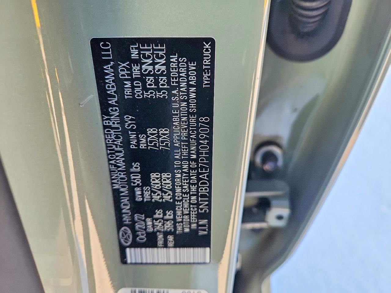 2023 Hyundai Santa cruz VIN 5NTJBDAE7PH049078 photo 12