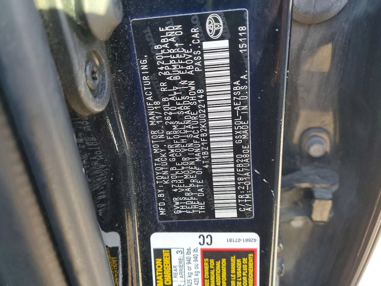 2019 Toyota Avalon VIN 4T1BZ1FB2KU022148 photo 12