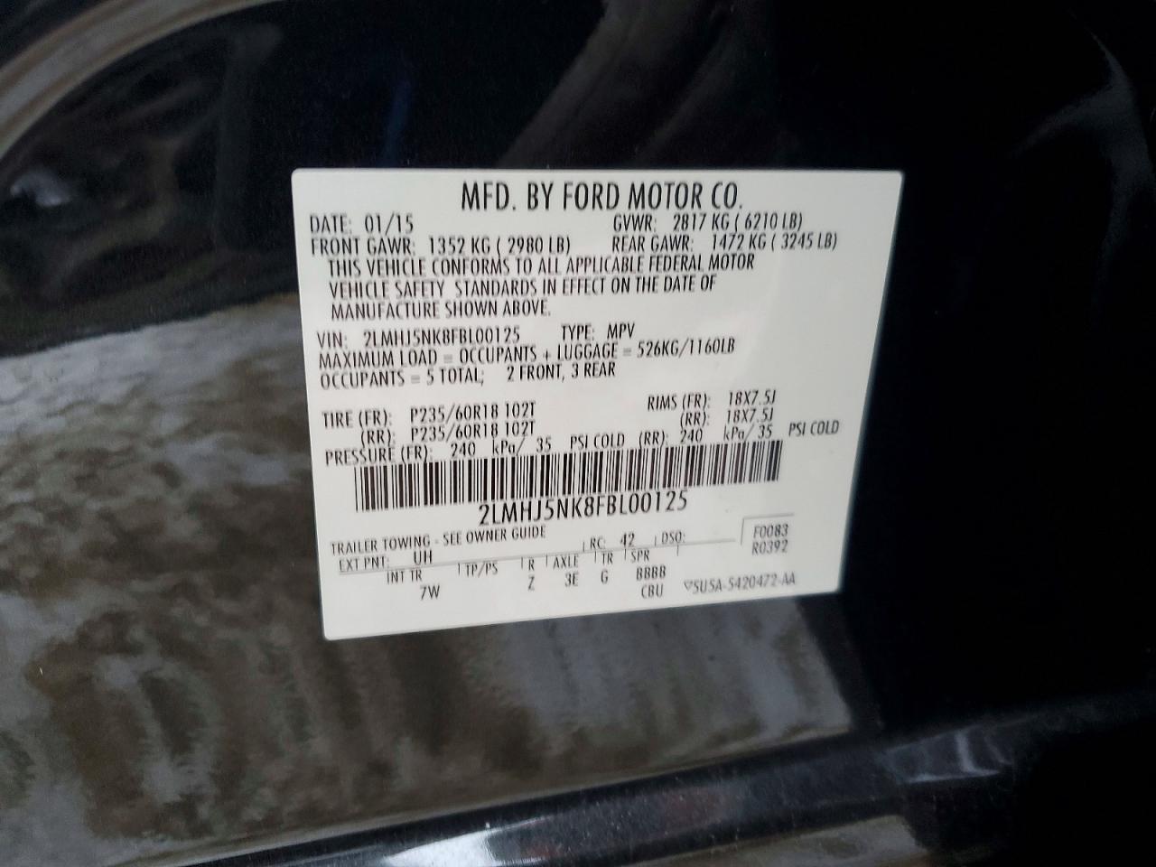2015 Lincoln Mkt VIN 2LMHJ5NK8FBL00125 photo 12