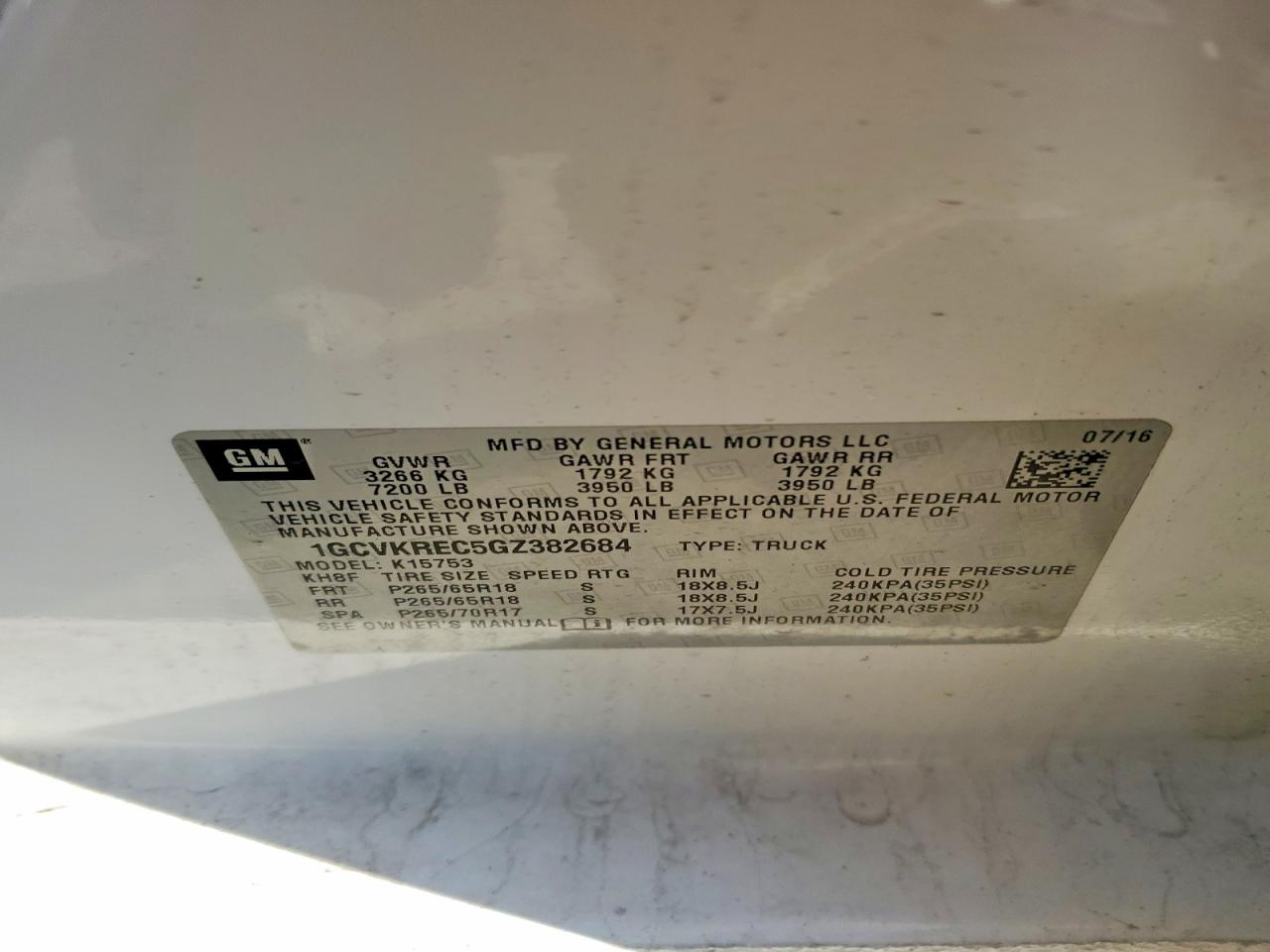 2016 Chevrolet All models VIN 1GCVKREC5GZ382684 photo 12