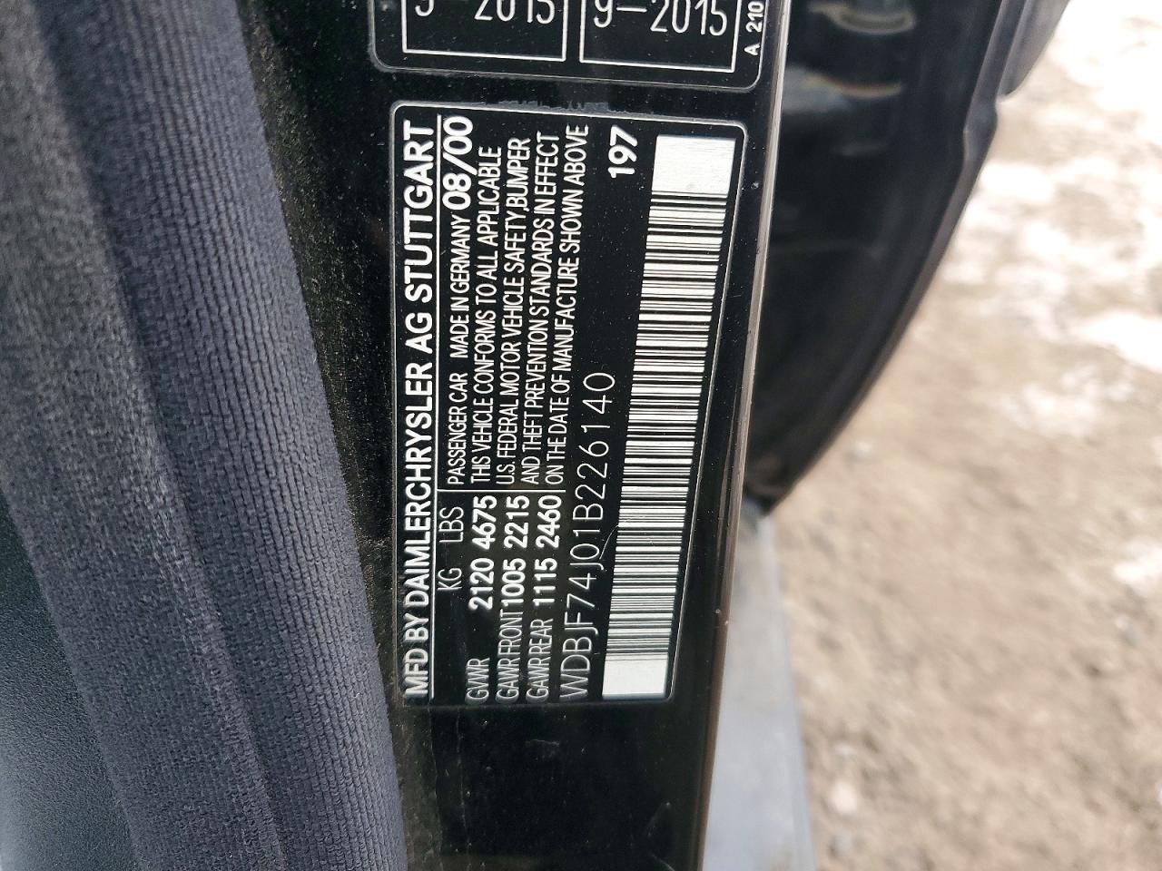 2001 Mercedes-Benz E-class VIN WDBJF74J01B226140 photo 12