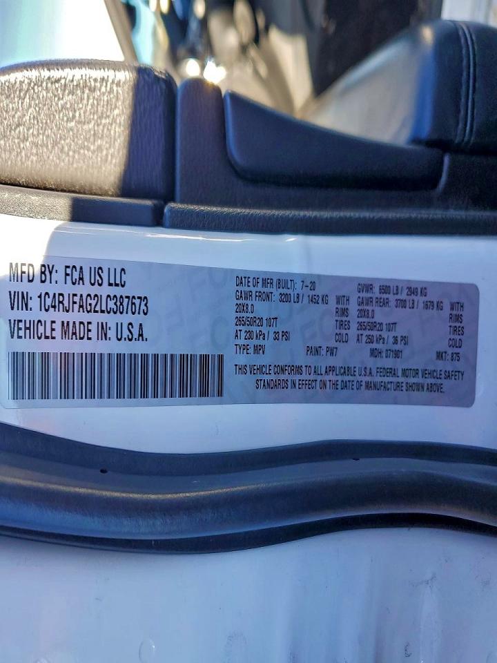 2020 Jeep Grand cher VIN 1C4RJFAG2LC387673 photo 12