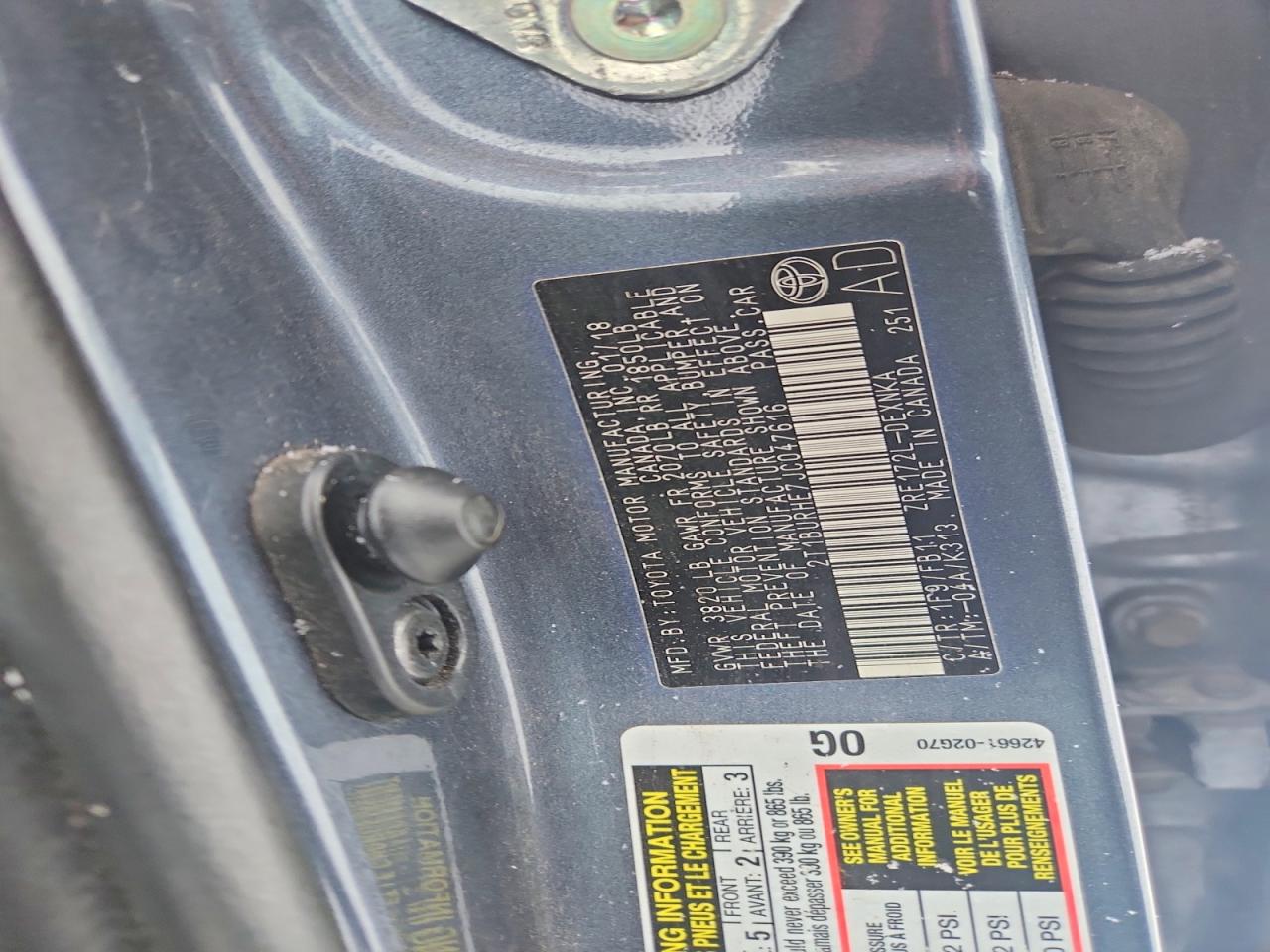 2018 Corolla VIN 2T1BURHE7JC047616 photo 12