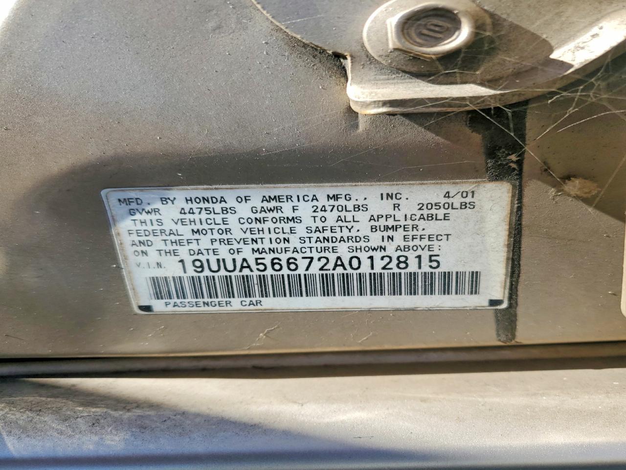 2002 Acura Tl VIN 19UUA56672A012815 photo 12