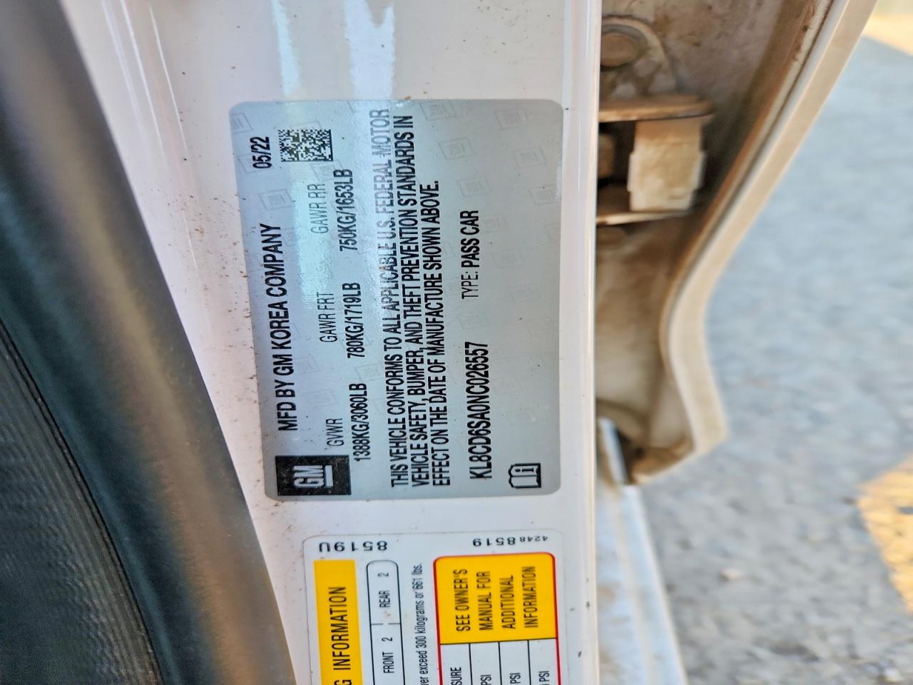 2022 Chevrolet Spark VIN KL8CD6SA0NC026557 photo 12