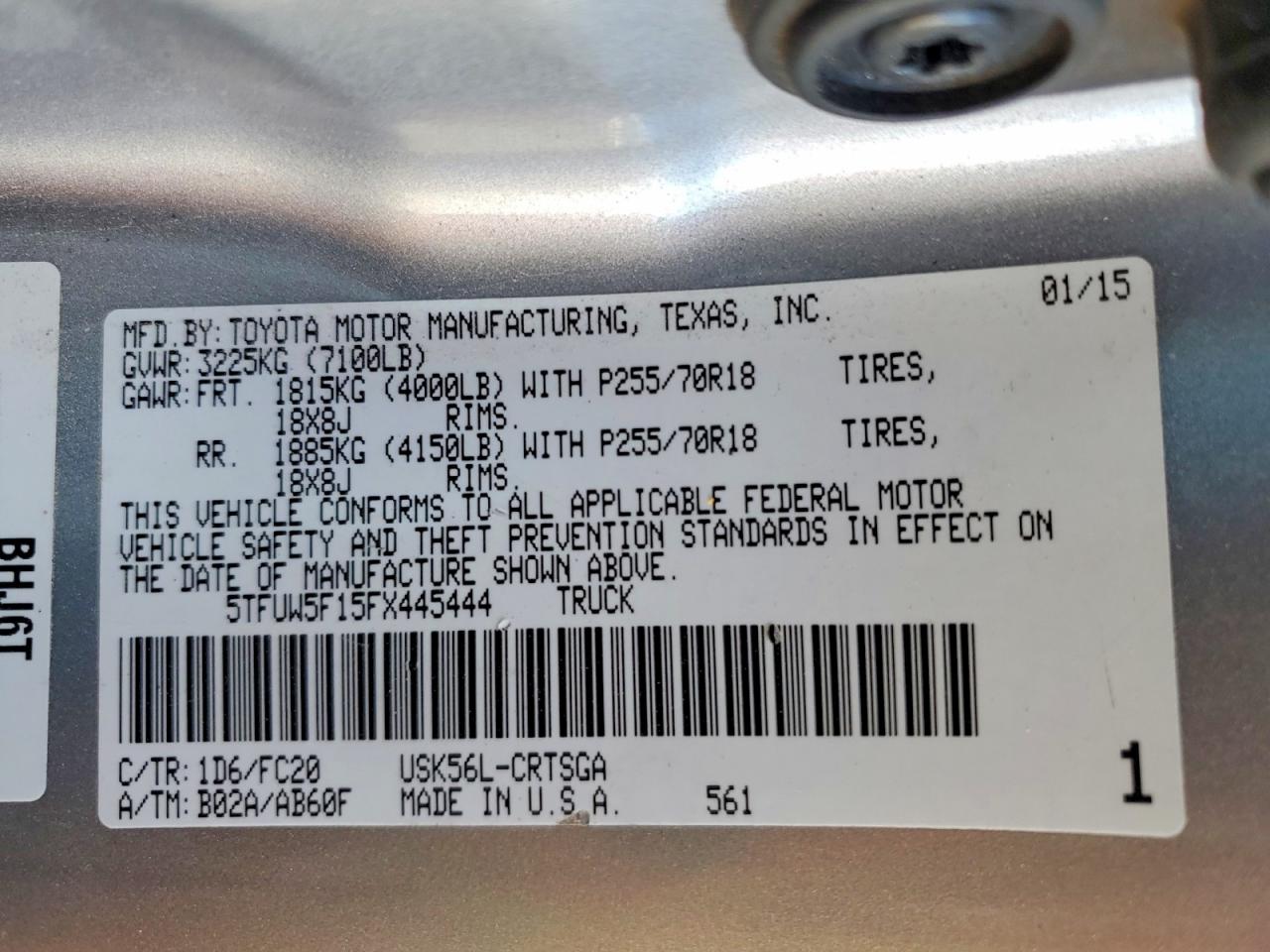 2015 Toyota Tundra VIN 5TFUW5F15FX445444 photo 12