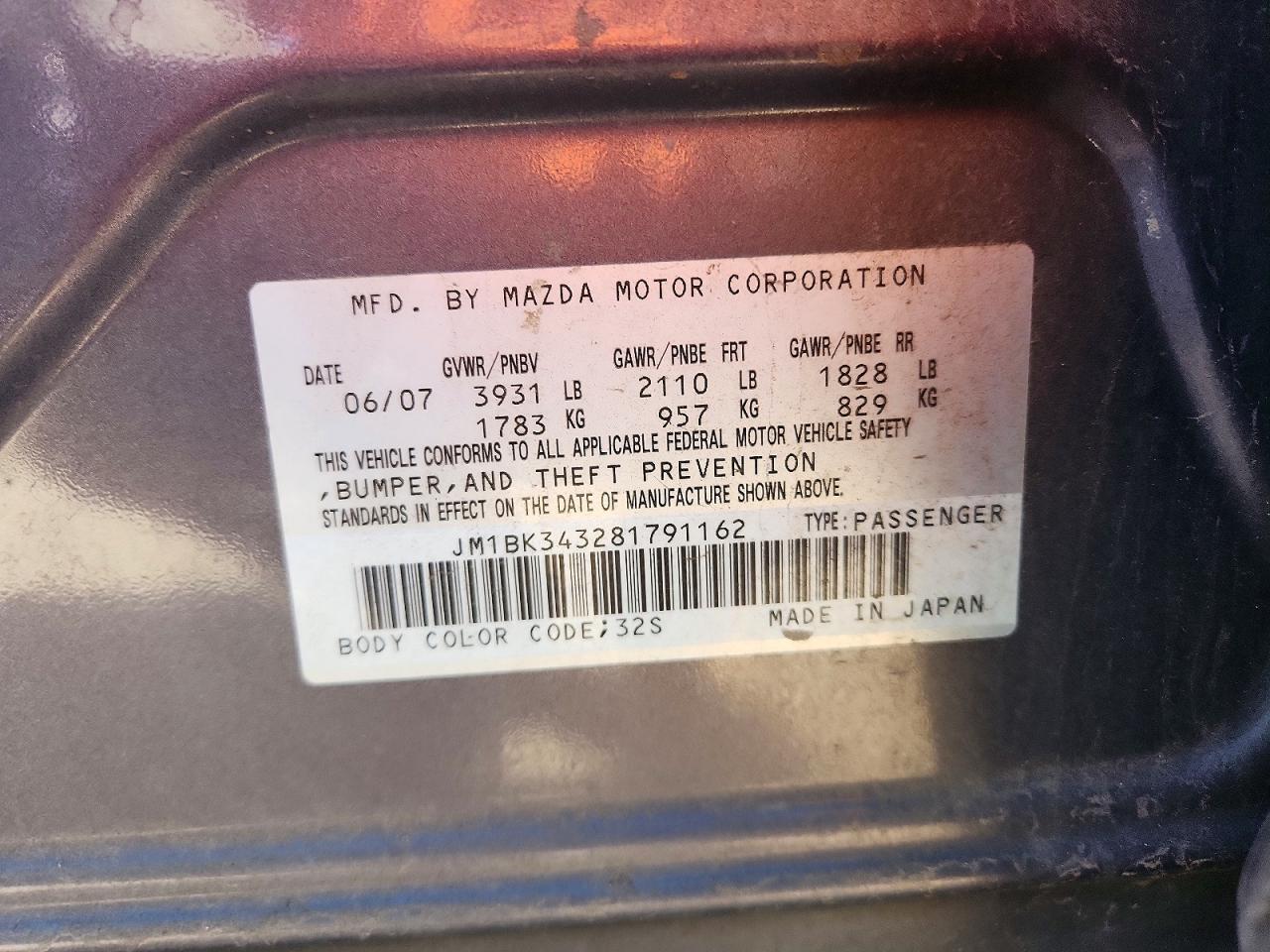 2008 Mazda Mazda3 VIN JM1BK343281791162 photo 12