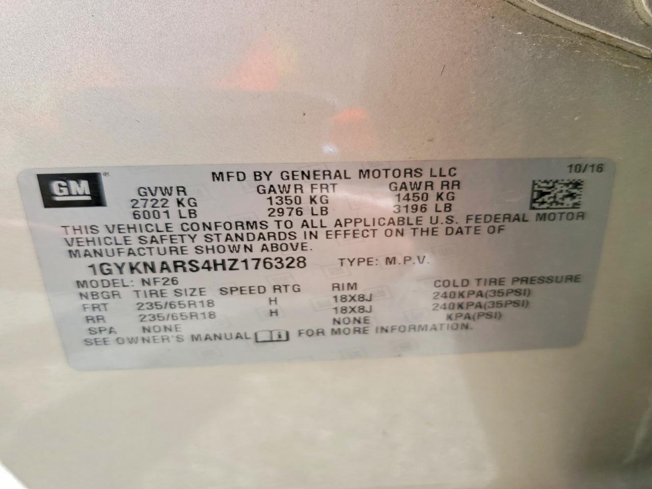 2017 Cadillac Xt5 VIN 1GYKNARS4HZ176328 photo 12