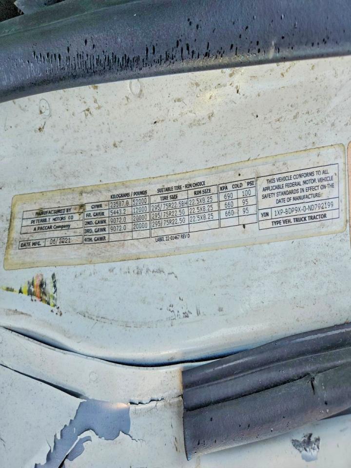 2022 PETERBILT All models VIN 1XPBDP9X0ND792199 photo 10