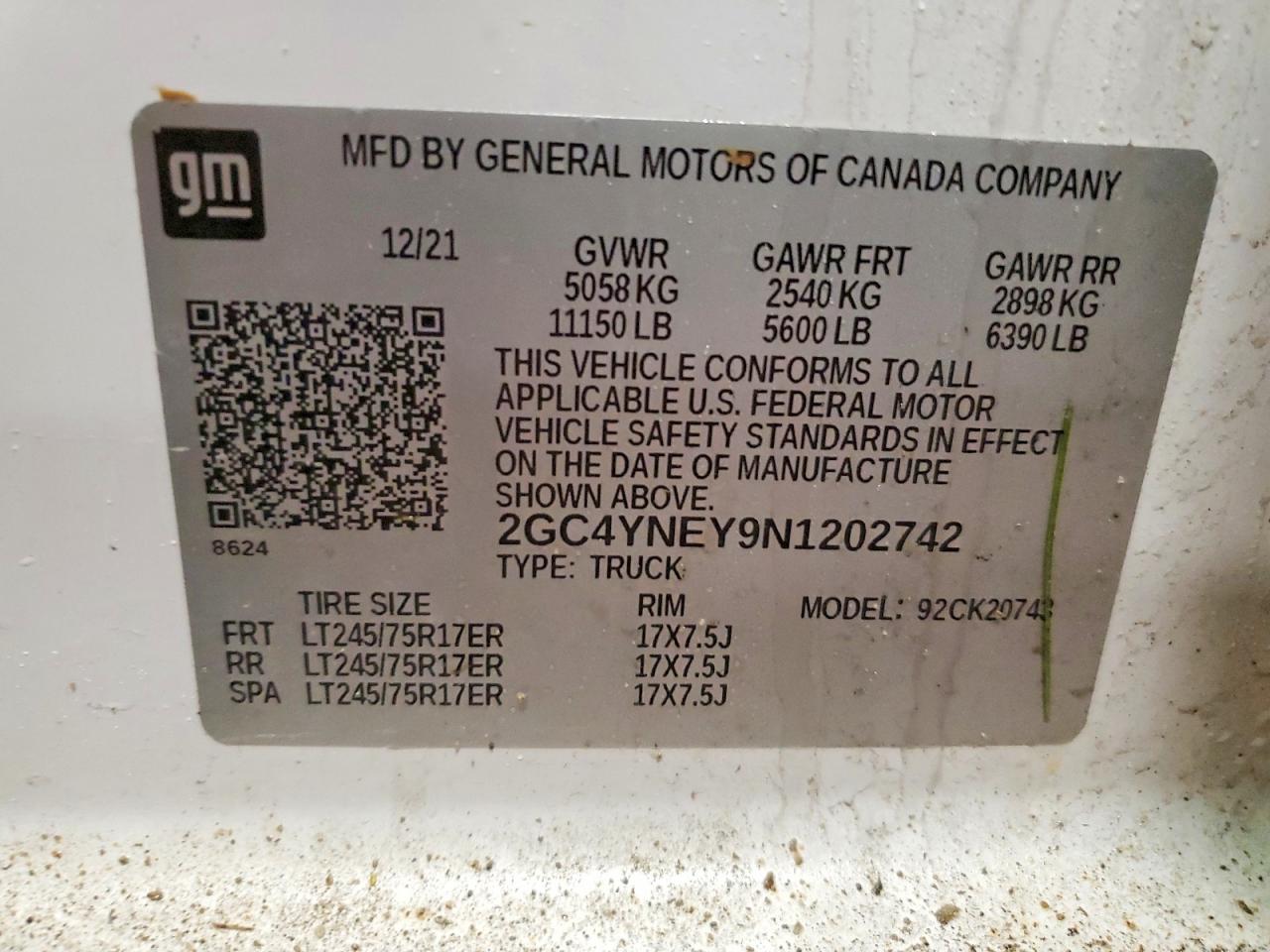 2022 Chevrolet All models VIN 2GC4YNEY9N1202742 photo 12