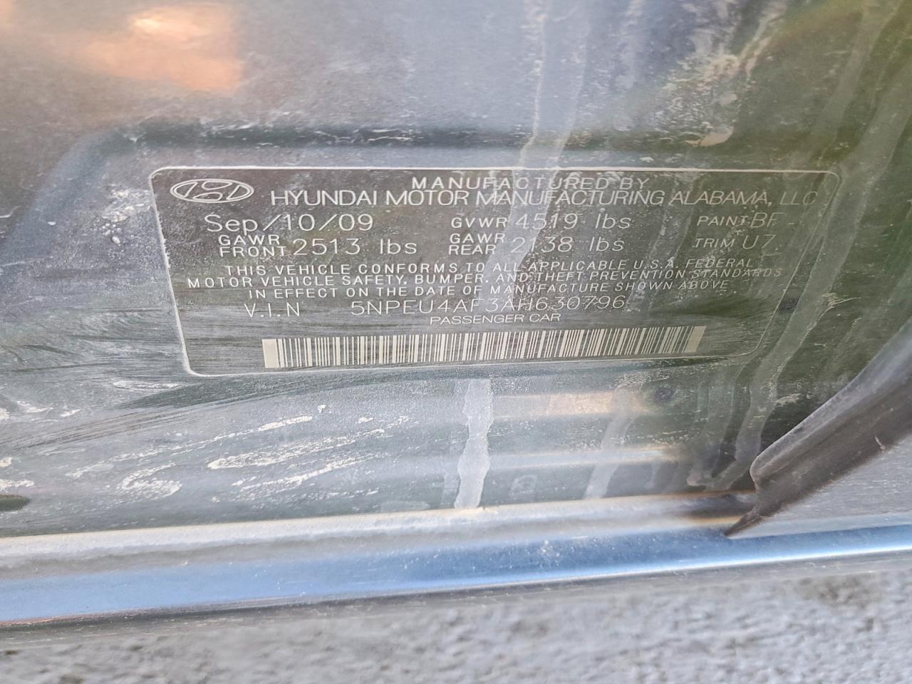 2010 Hyundai Sonata VIN 5NPEU4AF3AH630796 photo 12