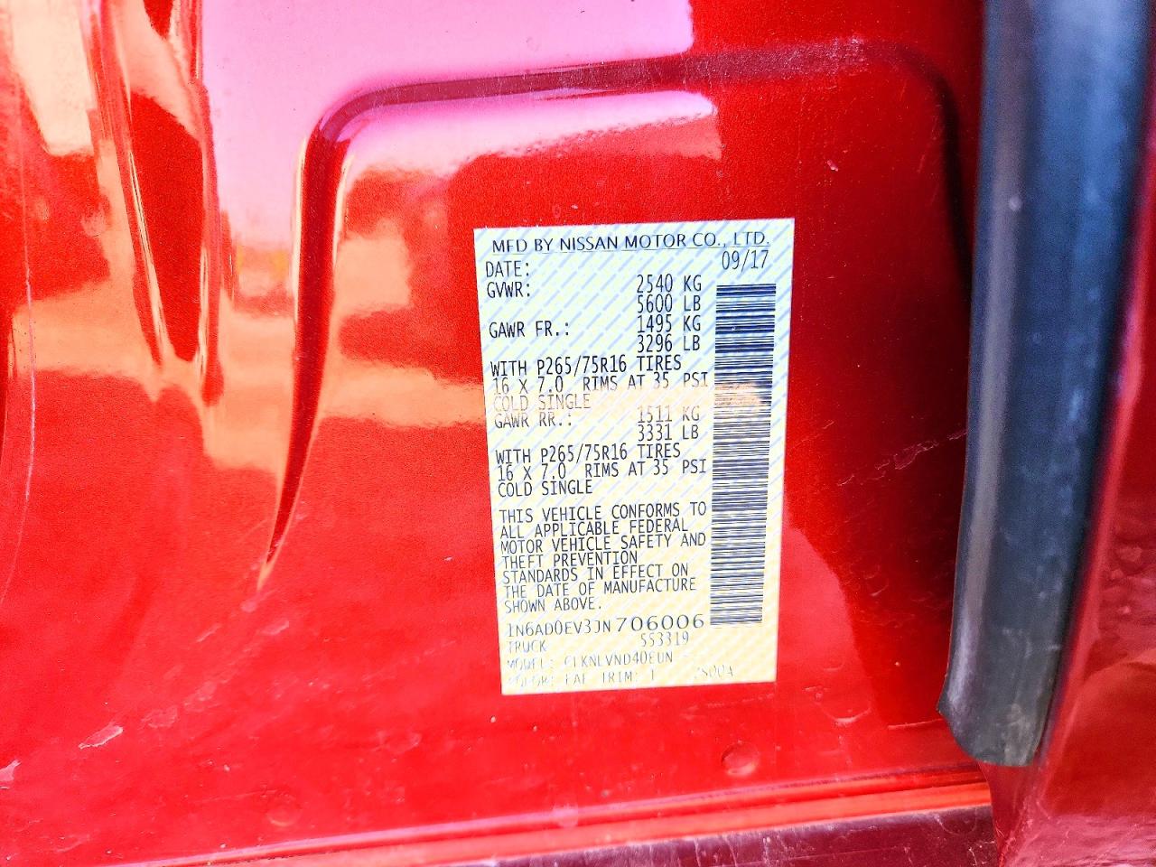 2018 Nissan Frontier VIN 1N6AD0EV3JN706006 photo 12