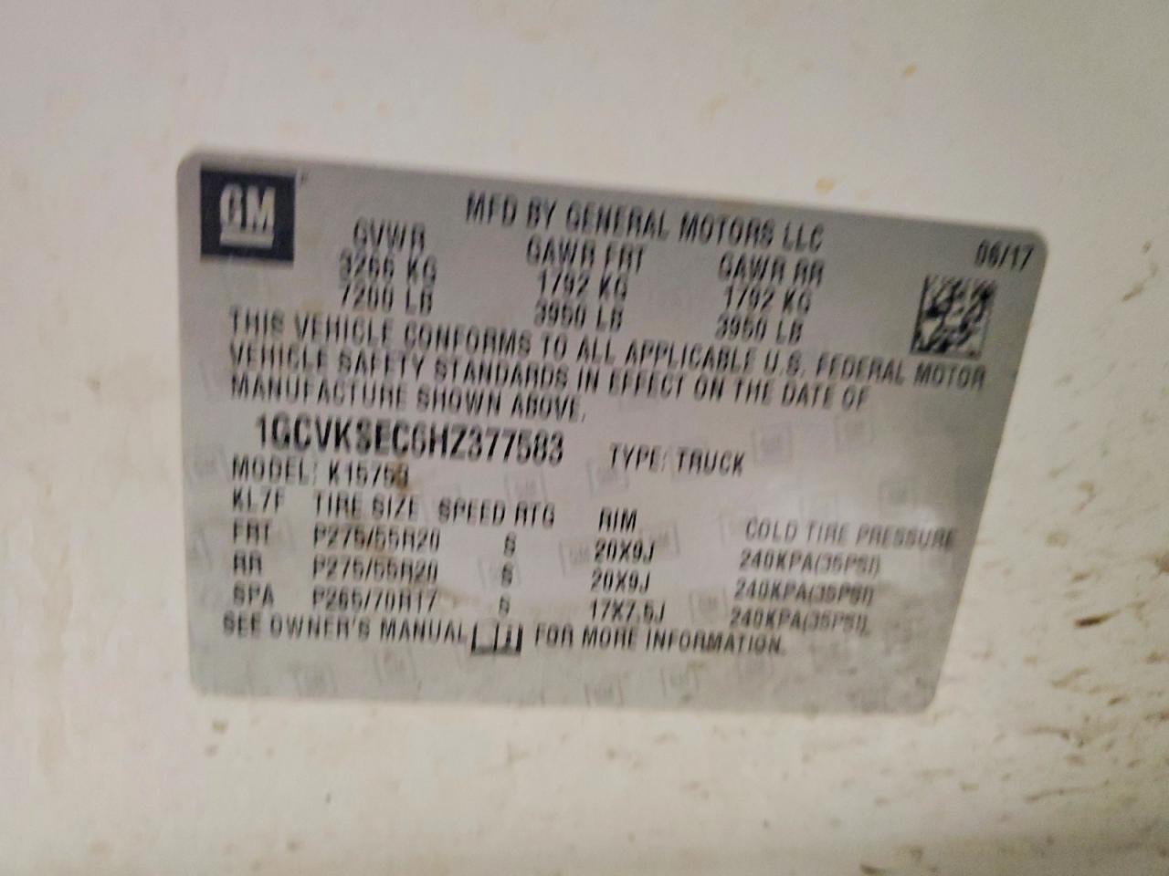 2017 Chevrolet All models VIN 1GCVKSEC6HZ377583 photo 12