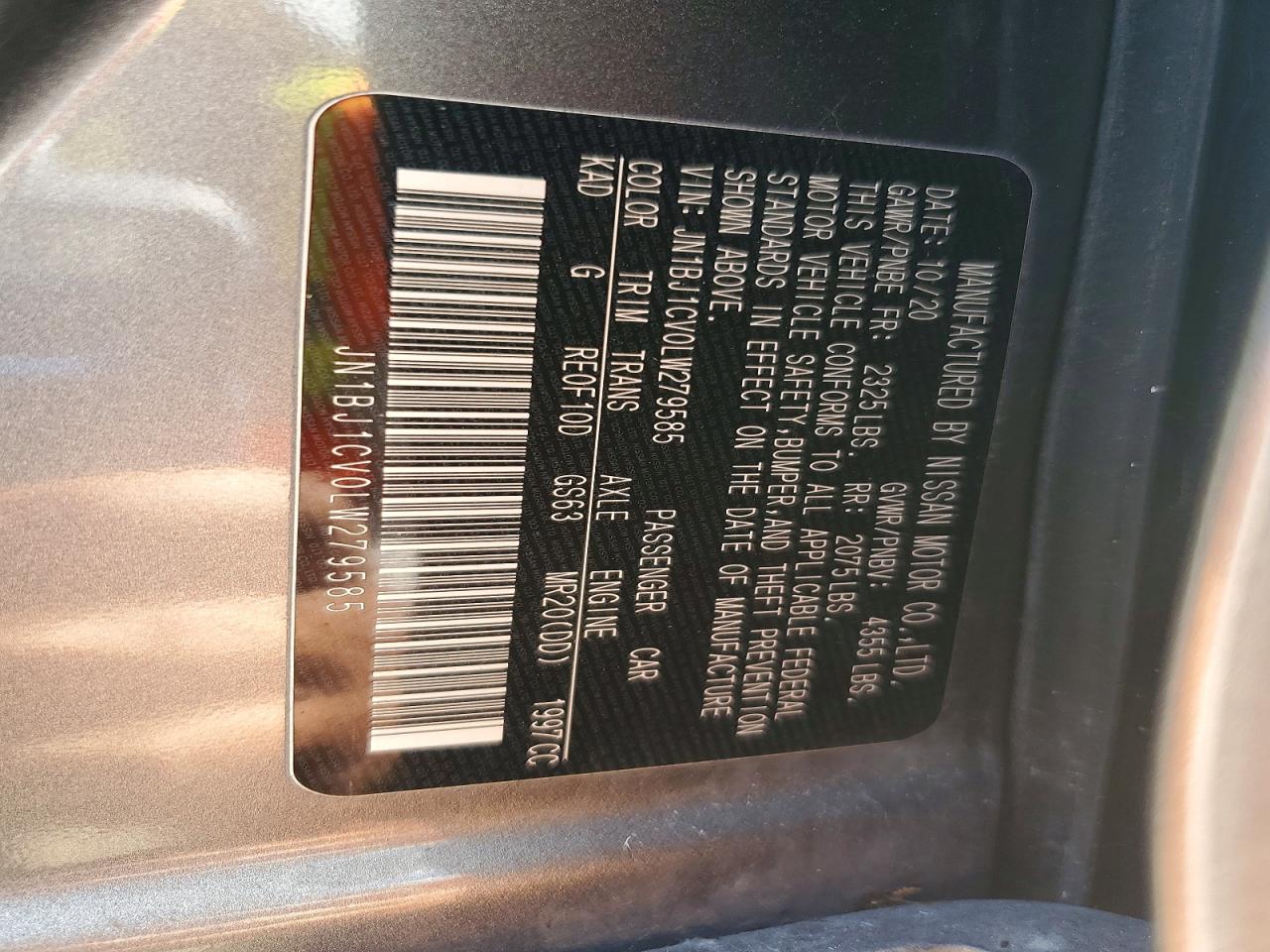 2020 Nissan Rogue VIN JN1BJ1CV0LW279585 photo 12