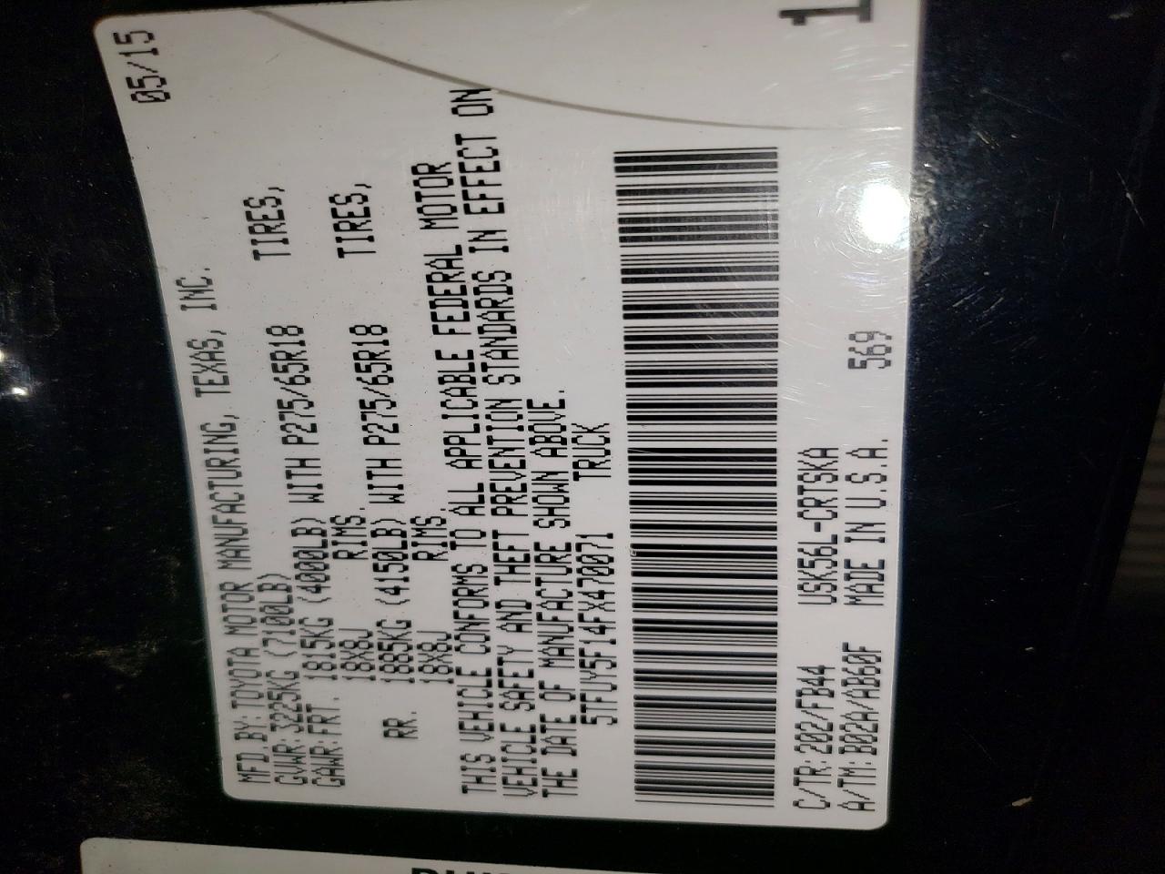 2015 Toyota Tundra VIN 5TFUY5F14FX470071 photo 12