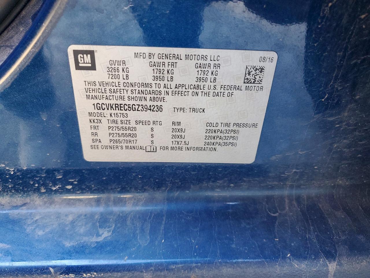 2016 Chevrolet All models VIN 1GCVKREC5GZ394236 photo 12