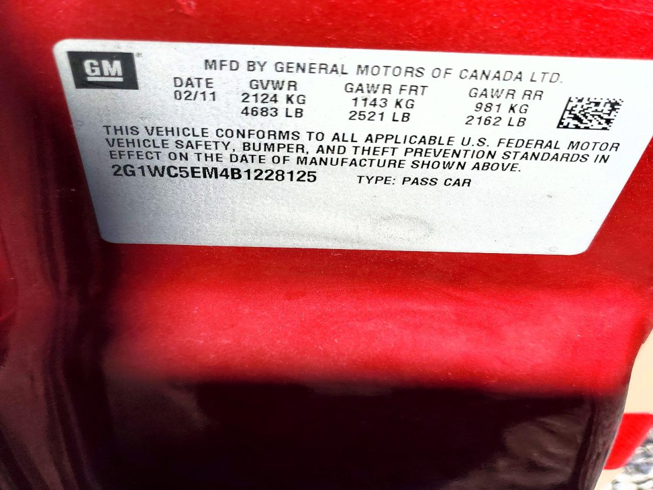 2011 CHEV Impala VIN 2G1WC5EM4B1228125 photo 12
