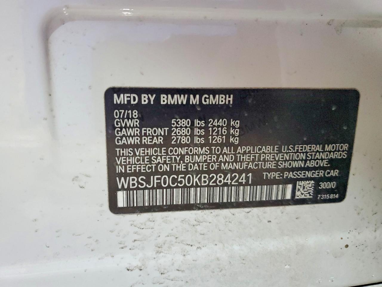 2019 BMW M5 VIN WBSJF0C50KB284241 photo 12
